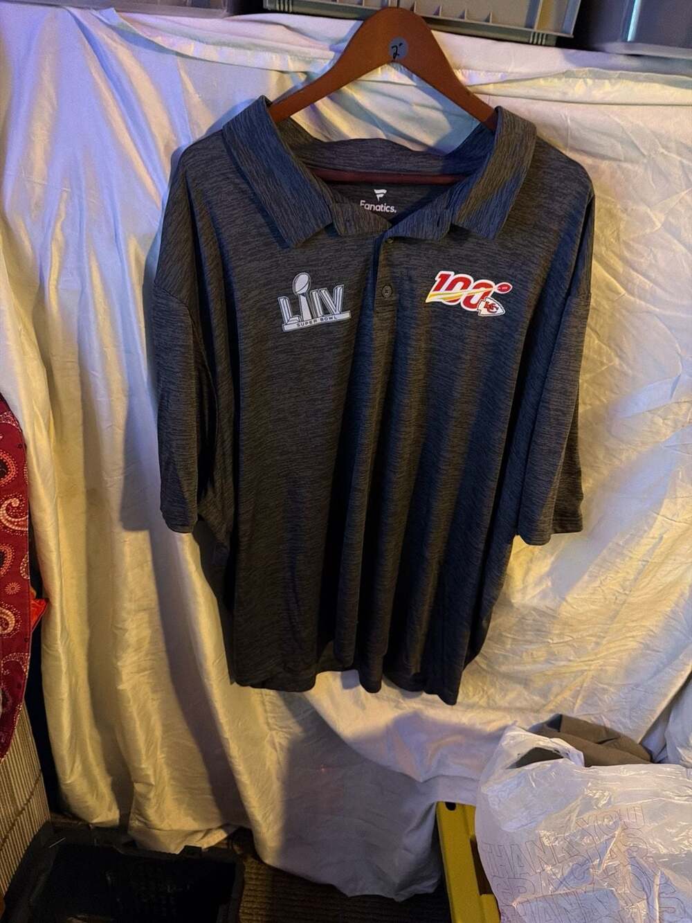 Fanatics Kansas City Chiefs Super Bowl LIV NFL 100th Anniversary Polo Shirt Size
